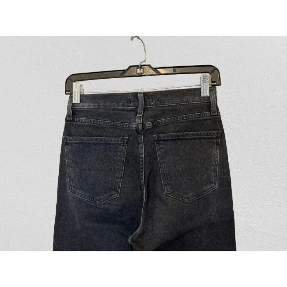 AGOLDE  High Rise Straight Jeans Front Buttons in Crushed Black Size 24